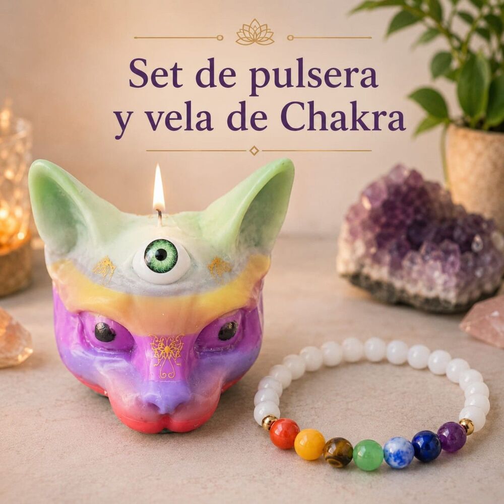 Handcrafted Chakra Bracelet & Decorative Candle Holder Set.Spiritual Home Decor.